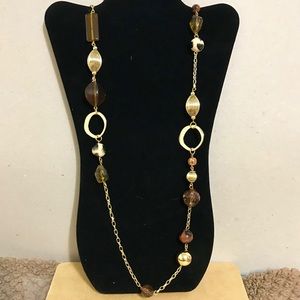 Multi-brown and Gold Beaded Necklace (w/ext.)